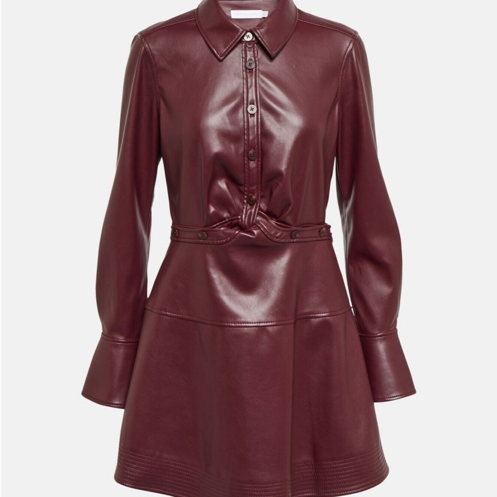 Jonathan Simkhai Size 8 Burgundy Faux Leather Dress.